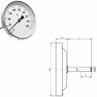 Teplomery / Teplomery Špeciálne - analógové - TR 60 (0/450°C) 160mm - teplomer technický rovný